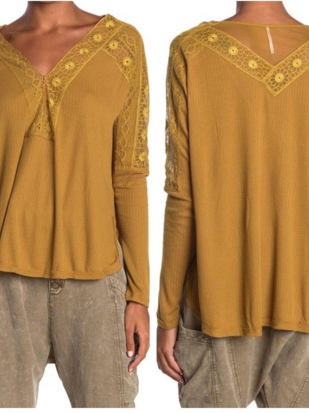 Free People Lola Lace long sleeve top Alchemy Small